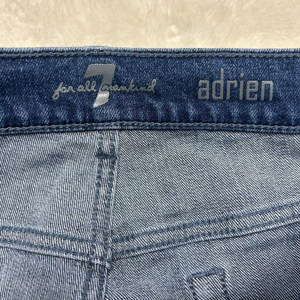 7 For All Mankind Adrien Straight Leg Jeans Mens 33 Blue Denim Whisker Stretch - Picture 6 of 14